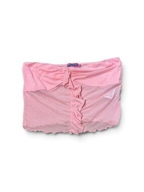 Edikted Light Pink Ruffle Mesh Tube Top
